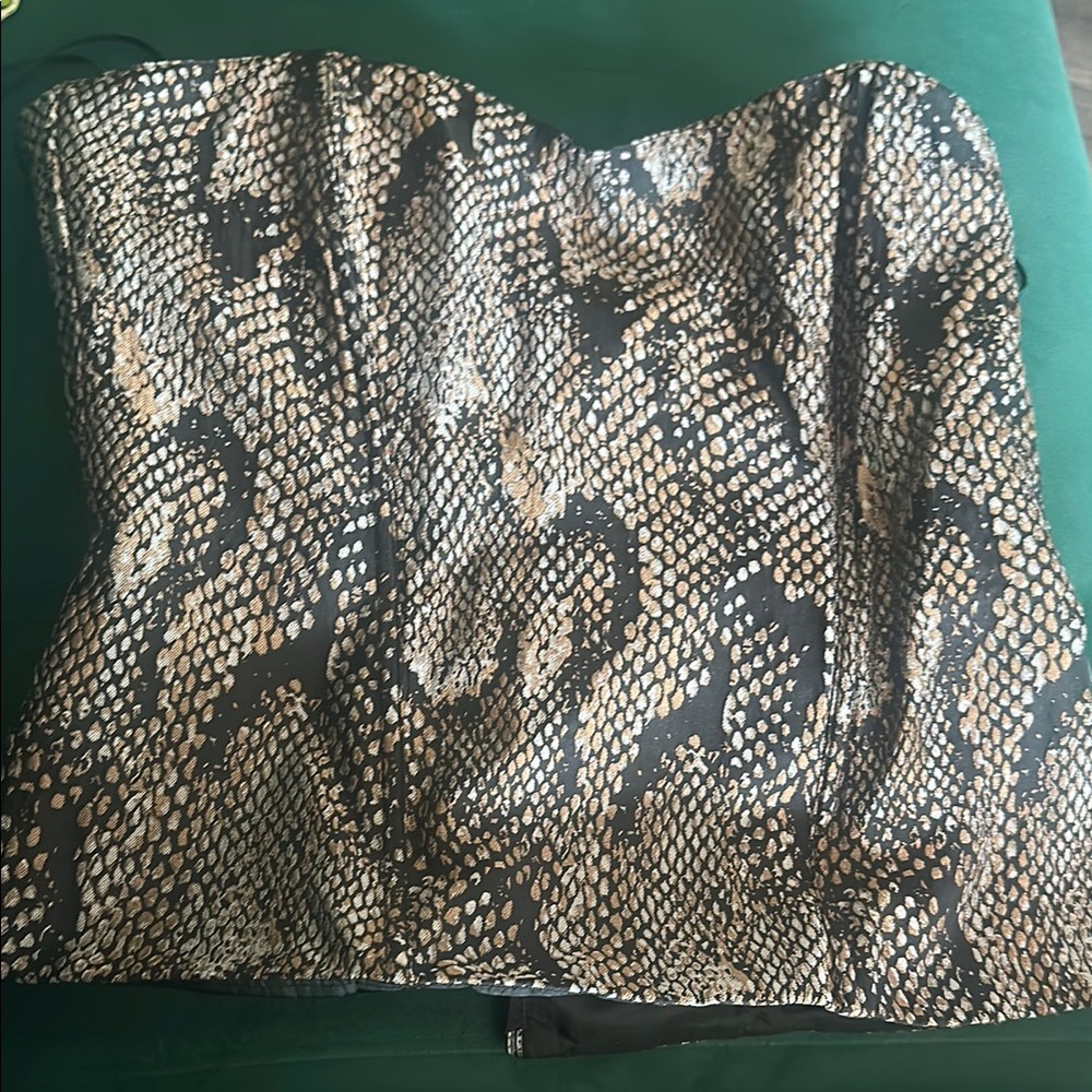 H&M Black and Tan Snakeskin Print Corset